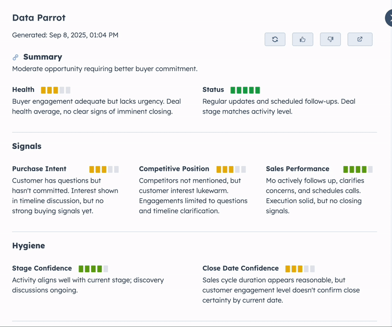 Recalculate (Beta) button in action within the HubSpot Deal view
