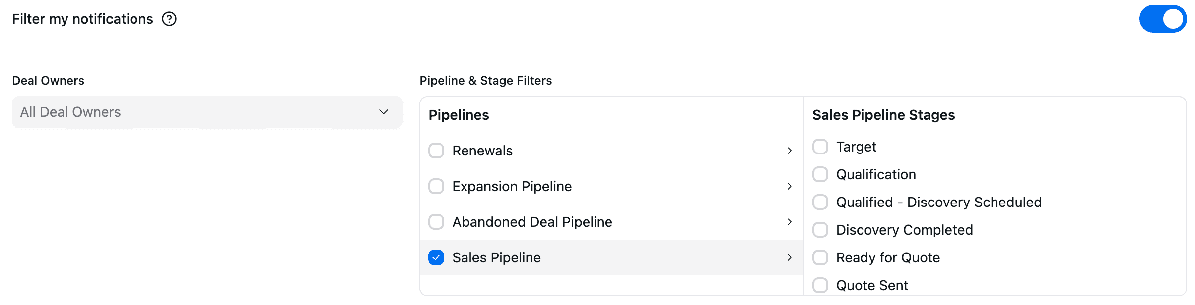 Filter My Notifications Toggle in Personal Settings