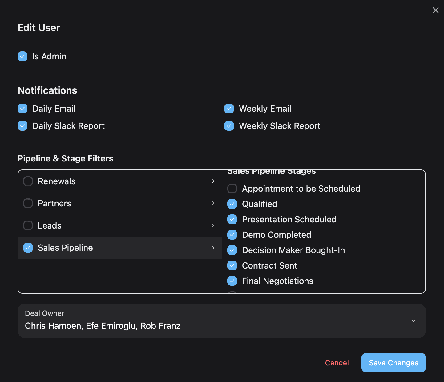 Update Data Parrot AI Sales Deal Notifications