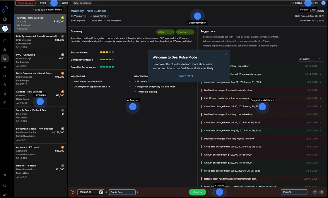 Help Overlay for Deal Pulse Mode